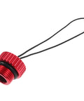 Red scuba tank valve dust cap with strap, part of 5 Pack Scuba Tank Valve Dust Cap Protectors And Lightweight Valve Cover Caps For Diving.