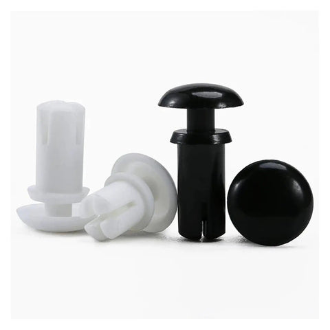 R Type Nylon Press Rivet Clip Expansion Anchor Plug Fastener for Auto Trim, black and white nylon clips for secure locks.