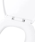 Open view of LED Nightlight Elongated Toilet Seat in White for Easy Night Time Use Snug Fit for All Elongated Toilets with Quick Install