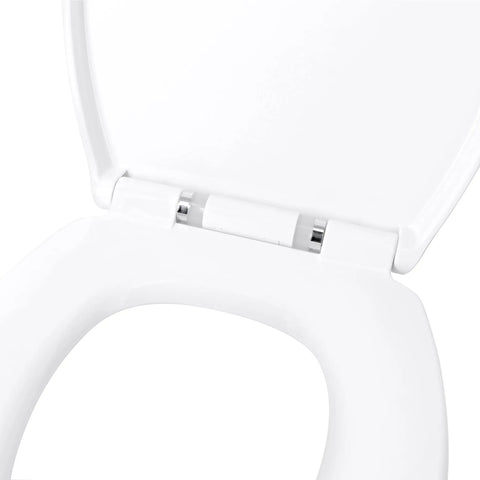 Open view of LED Nightlight Elongated Toilet Seat in White for Easy Night Time Use Snug Fit for All Elongated Toilets with Quick Install