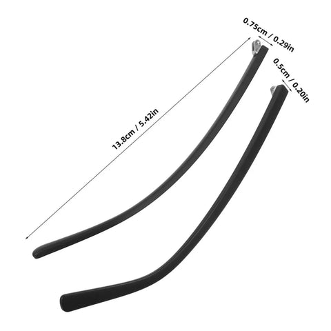 Front view of temple arms from Eyewear Repair Kit With Replacement Temple Arms Screws And Lanyard For Glasses, black color.