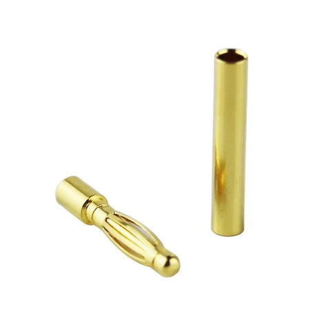 Gold Plated 2.0mm Bullet Banana Connectors Set, 30 Pairs (30 Male And 30 Female) showing detailed male connector and sleeve