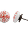 Red Ceramic Leaf Drawer Knobs 100 Piece Cabinet Hardware Set For Kitchen Cabinets And Dressers Rust Free Handcrafted Finish Super Durable No Sweat Install Top Shelf Home Upgrade - 1.5 inch diameter with decorative design.