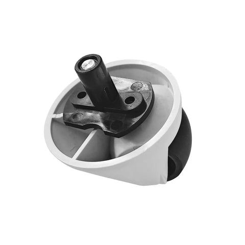 Directional wheel accessory for Roborock front caster, white plastic housing with black hub