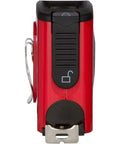 Side view of red Digital Tape Measure Three Quarter Inch By Sixteen Foot Pro Grade Build Weatherproof Polycarbonate Housing