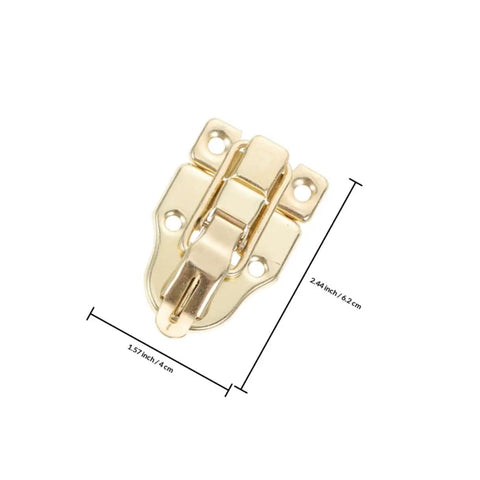 Close-up of Retro Style Metal Box Hasp Latch Set 15 Piece Duckbill Draw Latch Kit, showing dimensions.