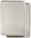 Pro Level Pure Aluminum Baking Sheet Pan Set No Coating Warp Resistant Half Sheet Pan Large Thick Cookie Sheet Tray For Baking And Roasting 18 By 13 Inches 2 Pack, showing two stacked pans.