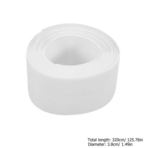 Super Easy White PVC Caulking Tape For Bathtub And Window Gaps Peels Sticks and Seals, 320cm roll.