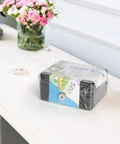 Compact Locking Cash Box For Coins And Meds With A Secure Keyed Lock, Tiny Yet Sturdy Steel Money Box on table, Black