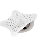 Heavy Duty Starfish Hair Catcher With Rock Solid Suction Cups For Bathtub Drains Seals Around Nasty Clogs Quick White Six Inch on drain.
