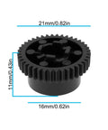 3 Pack Printer Feeder Gear Compatible With 1039507 And Spur Gear 20 For FX890 FX2190 LQ590 LQ2090 21x16x11mm Replacement, black gear shown with 21mm, 16mm, and 11mm dimensions