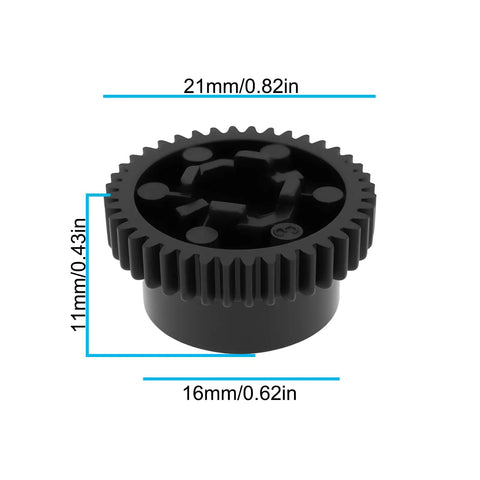 3 Pack Printer Feeder Gear Compatible With 1039507 And Spur Gear 20 For FX890 FX2190 LQ590 LQ2090 21x16x11mm Replacement, black gear shown with 21mm, 16mm, and 11mm dimensions