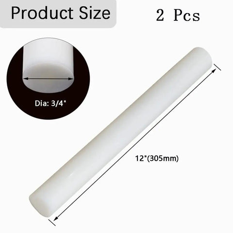 HDPE Round Rod Set Three Quarter Inch Twelve Inch White Two Pieces For Mechanical Processing Of Parts And DIY Projects