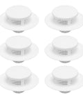 Jauarta Plastic Bathtub Drain Stopper, Effective Hair Trap, set of six white stoppers for standard drains.