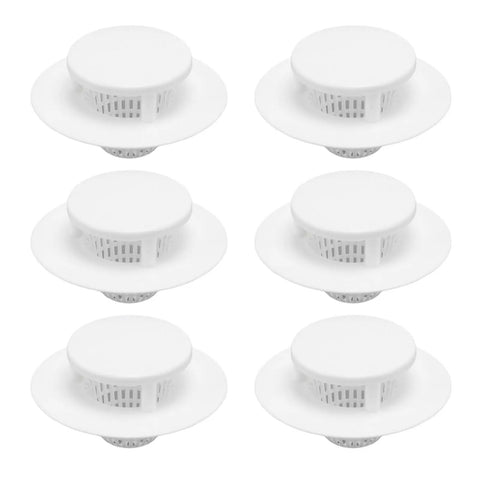 Jauarta Plastic Bathtub Drain Stopper, Effective Hair Trap, set of six white stoppers for standard drains.