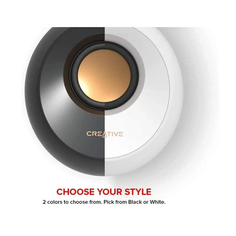 Close-up of Pebble 2.0 USB Powered Desktop Speakers With Far Field Drivers And Passive Radiators For PCs And Laptops Black Renewed