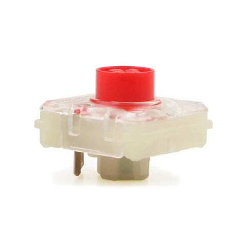 Ultra Thin Premium RGB Mechanical Switches Low Profile Linear Keys High End Custom Hot Swappable Laptop Typing Deck Silver Red Trigger 10 Pack side view of a mechanical key switch with red top