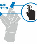 Geko Ice Pro Glove Waterproof With DRYZONE touch screen capability illustration with highlighted fingers in blue
