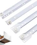 Top Shelf Ten Inch Drawer Slides Set Of Two Bottom Mount Rails With Slick Rolling Nylon Wheels No Fuss Installation Heavy Duty White Coated Steel Cabinet Hardware For Dresser Furniture And Home Fixes, showing rails and drawer installation.