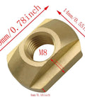 4 Pack Brass Rail Nuts M8 T Shaped Buoyancy Wing Plates for Surfboard Gear, 0.55 by 0.78 inches, corrosion resistant copper alloy.