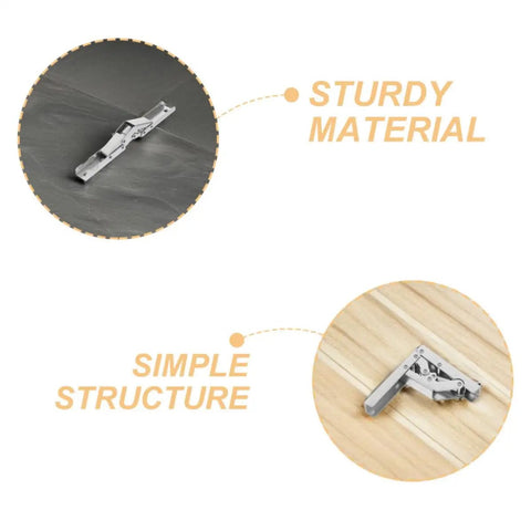 Four Pack Wide Angle Folding Cabinet Door Hinges With Short Arm Self Closing shown on wood and metal surfaces