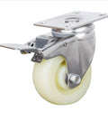 Heavy Duty 4 Inch Swivel Plate Casters With Brakes 440 Kg Load Capacity Quiet Nylon Industrial Wheels For Furniture Trolleys Carts And Transport Equipment Built To Last And Roll Smoothly, 4-inch nylon caster with brake