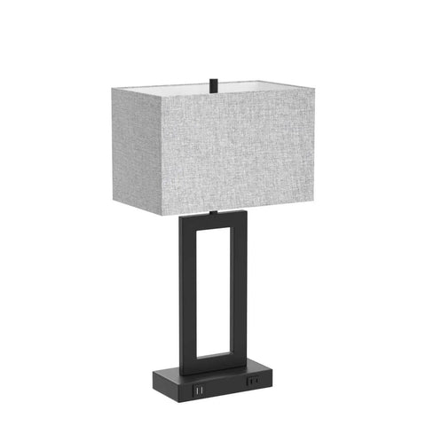 Set Of 2 Modern Touch Control Table Lamps With USB Ports For Nightstands, 22 Inch Large Bedside Lamps, gray fabric shade