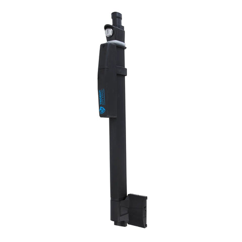 Rock Solid Magnetic Pool Latch With Dual Audio Alarms And No Sweat Install, black heavy-duty latch for pool safety.