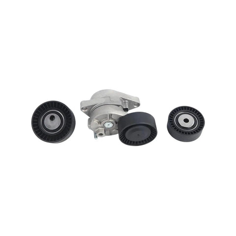 Get Your BMW Serpentine Belt Kit With Tensioner And Idler Pulley Timing Set To Fix Squealing Slipping Issues And Keep Your Engine Running Smooth Like Fresh Outta The Shop For 3 Series 5 Series X5 Z3 Models. BMW belt tensioner and idler pulley kit, black and silver