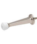 Heavy Duty Door Stoppers For Bottom Of Door Solid Metal Baseboard Mounted Screw In Wall And Floor Protector Satin Nickel Finish 3 Inch 8 Pack, single door stopper with white tip.