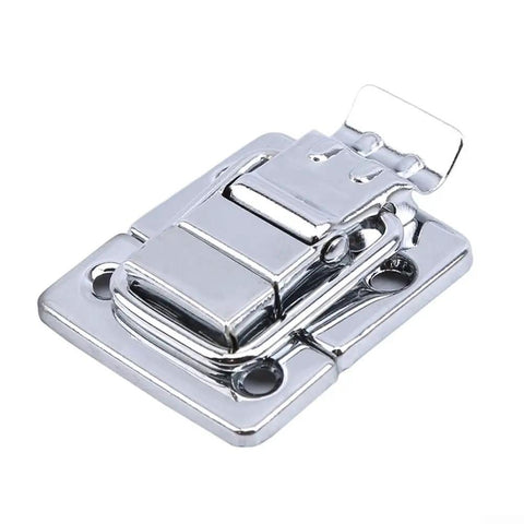 Lever Latch Set For Chest Boxes And Suitcases, Chrome Plated Silver Finish Draw Latch Catch, Tool Case Lock Buckle Hardware close-up