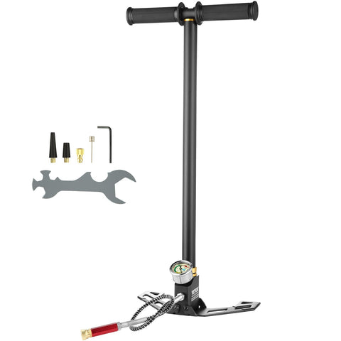 Three Stage High Pressure Hand Pump For PCP Air Guns Stirrup Pump Filling Tool Up To 30 MPa Beefy Stainless Steel Labor Saving Design.