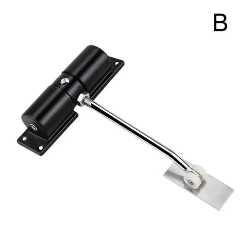 Aluminum Door Closer With Wheels Adjustable Automatic Door Closure For Home Use Black White Finish Heavy Duty No Fuss