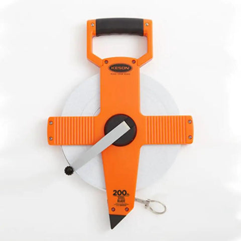165-Foot Nylon Coated Steel Tape Measure With Zero Point At Tape End And Hook End, Graduations 1/10 And 1/100, Heavy-Duty Double-Screw Housing