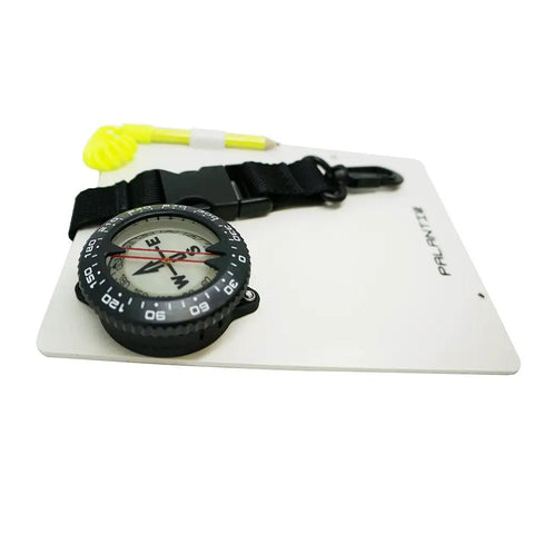 Scuba Diver Writing Slate With Compass And Replaceable Pencil Clip 7.3 By 6 Inch Durable Underwater Notepad For Diving Navigation