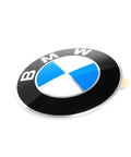 BMW Insignia Stamped OEM Part 36 13 6 758 569 Direct Fit Badge circular emblem, close-up view, blue and white logo.