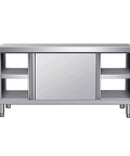 Front view of Built Tough Heavy Duty Prep Workbench With Sliding Doors Rust Resistant Stainless Steel Kitchen Table.