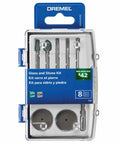 8 Piece Glass And Stone Accessory Micro Kit For Carving Etching Grinding Cleaning And Polishing With Compact Storage Case