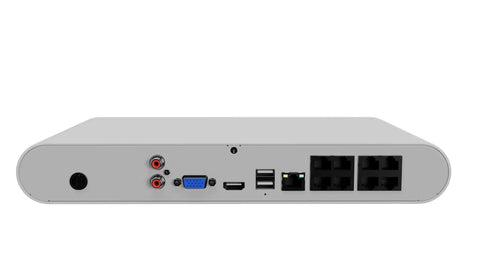 Back view of 8 Channel 4K NVR System With 4 PoE Bullet Cameras V3 Featuring Color Night Vision, multiple ports visible