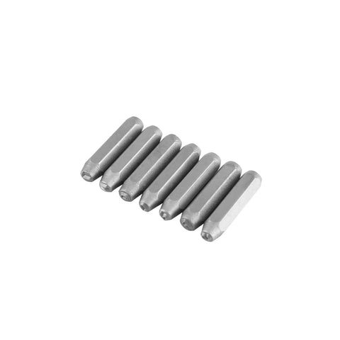 Metal punches from 38 Piece Metal Stamping Kit With Automatic Letter And Number Punch Set for Leather, Wood, and Jewelry making.