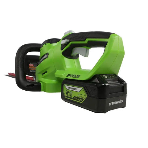 Cordless 24V Hedge Trimmer With 22 Inch Laser Cut Blades, Dual Action Steel, 4Ah Battery And USB Charger Included, Up To 60 Minute Run Time For Precision Professional Grade Trims On Medium To Tall Hedges