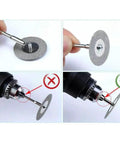 Versatile Mini Diamond Cutting Disc Set For Grinding And Precise Slicing Of Gemstones Glass Ceramics Rocks Aluminum Copper Super Thin Dual Sided Edge Coated High Durability Abrasive Tools showing installation steps for proper attachment.