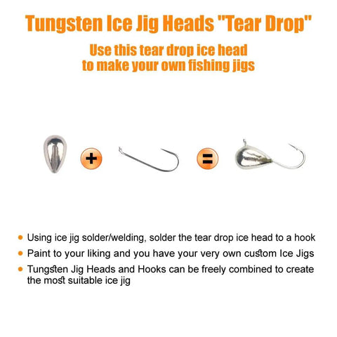 Killer 20 Pack Tungsten Teardrop Jig Heads Without Hooks, Heavy 97 Percent Alloy DIY Welding Bodies Sweet For Ice Fishing, Unpainted 4mm