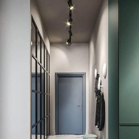 Dimmable LED Track Lighting Heads For H Type Systems, Flexible 330 Degree Rotation And 90 Degree Tilt, 10 Pack in hallway