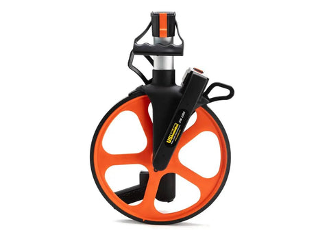 Heavy Duty Survey Measuring Wheel With Twelve Point Five Inch Roller Tracks Feet And Tenths Flawlessly For Straight Up Landscapers Mapping Tough Yards Who Want Dead On Readings Built Like A Tank With Zero Constant Tweaking, featuring a sturdy design and bright orange wheel.