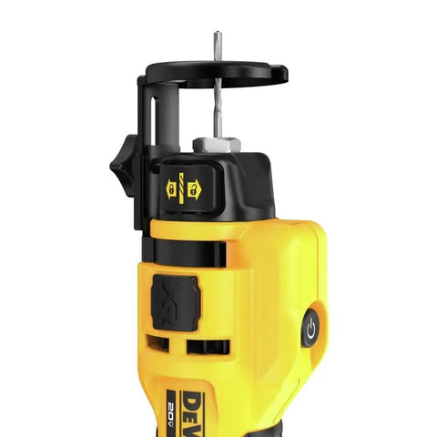 Close-up of 20V Max XR Brushless Drywall Cutout Tool Tool Only No Wrench Bit Changes LED Light 26,000 RPM for Fast Smooth Cuts DCE555B.