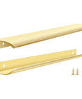 10 Pack Brushed Gold Finger Pulls for Cabinets and Drawers, 11.81 Inch Edge Pulls, Concealed Mount with screws visible