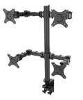 Heavy Duty Workhorse Quad Monitor Stand For Four Screens Up To 30 Inch Vesa Desk Mount with adjustable swivel arms.