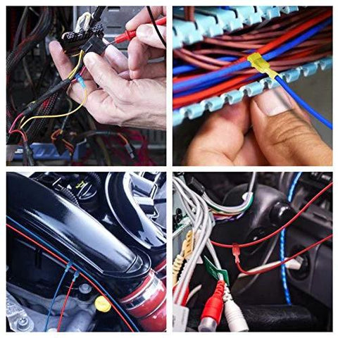 TICONN 120-piece T-Tap wire connectors set with storage case; blue and yellow quick-splice automotive wiring connectors