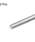 Two stainless steel M10 x 400mm fully threaded rods, angled side view, 1.5mm pitch